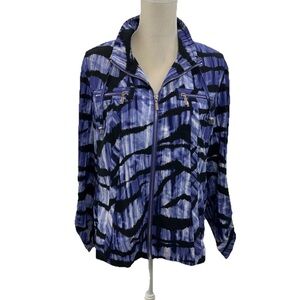 Chicos Zenergy Lightweight Full Zip Jacket Womens Large Roll-Tab Purple Black